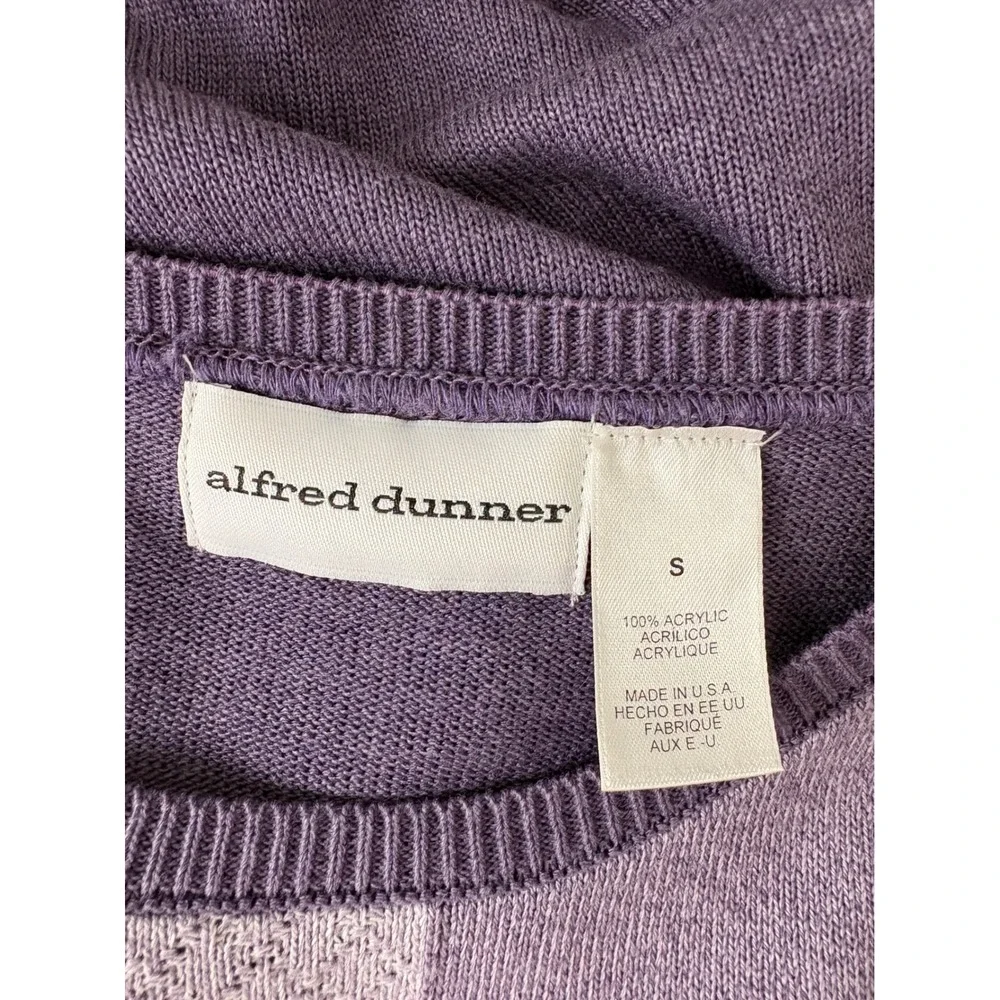 Vintage Alfred Dunner Purple Colorblock GrandmaCore Short Sleeve Sweater Small